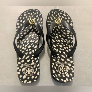 Tory Burch Rubber Black Cheetah Flip Flop